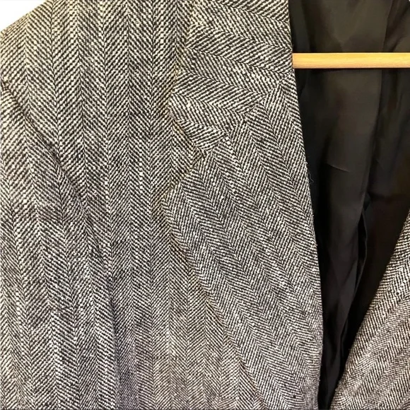 Men's Vintage Burberry Herringbone gray silver blazer jacket size 42